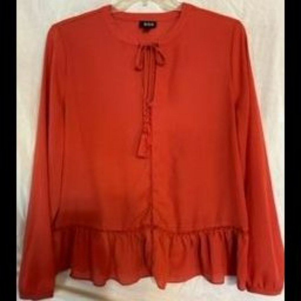 Paprika peplum top with self-tie, thin material, flowy, size XL